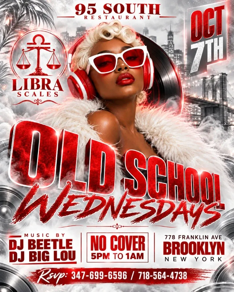 Old School Wednesdays at 95 South Soul Food Restaurant & Lounge, Brooklyn – event flyer