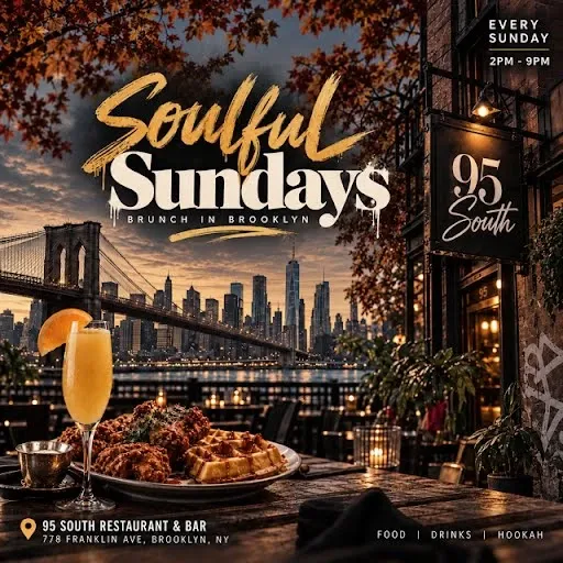 Soulful Sundays at 95 South Soul Food Restaurant & Lounge, Brooklyn – event flyer