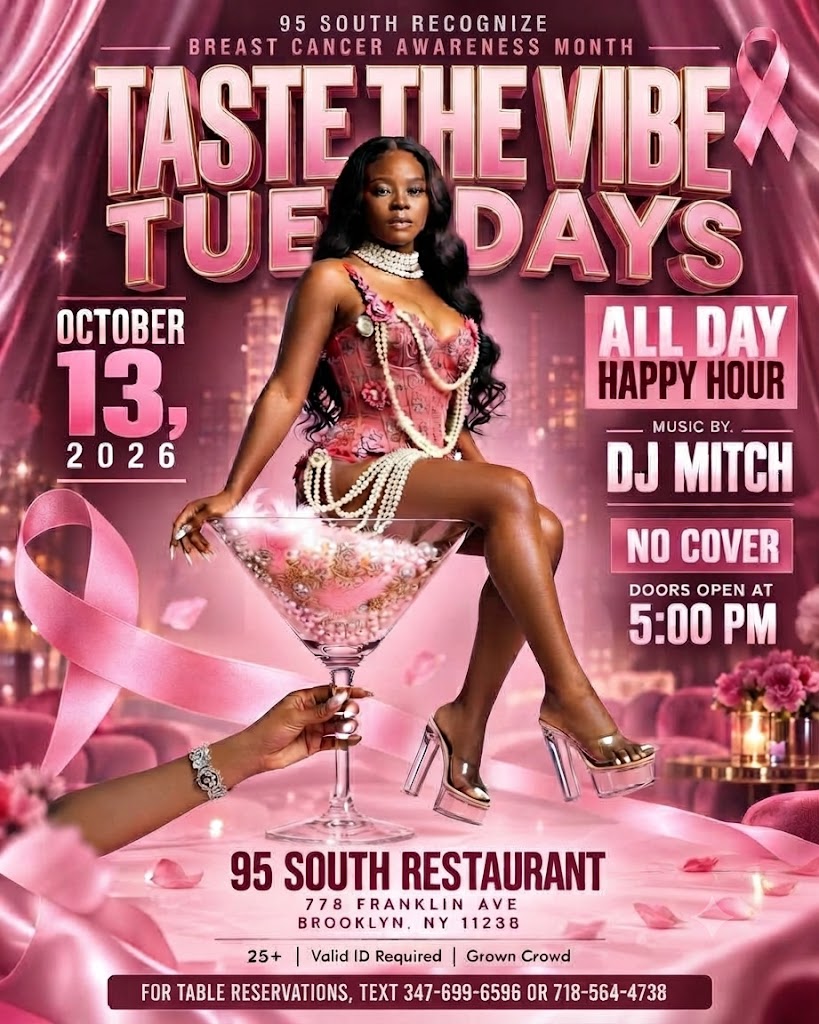 Taste The Vibe Tuesdays at 95 South Soul Food Restaurant, Brooklyn – event flyer